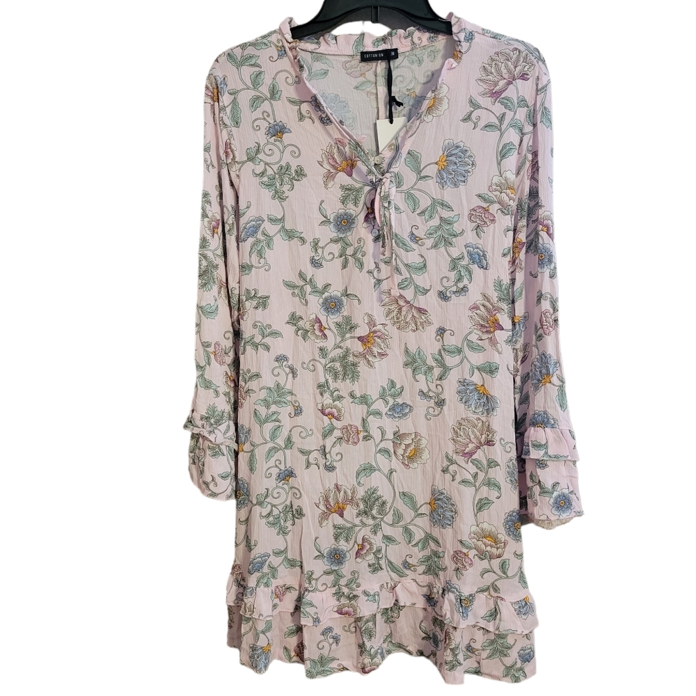 Cotton On Pale Pink Floral Long Sleeve Dress